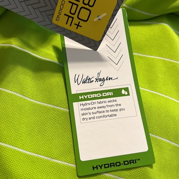 Walter Hagen XL mens polo hydro-dri short sleeve lime green uv blocking 30 UPF - Picture 7 of 9